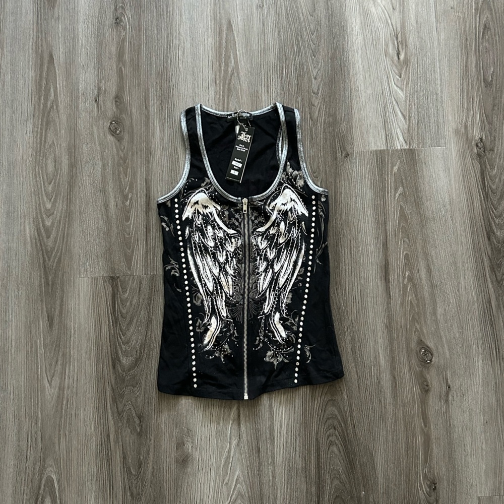 Black and Silver Embellished Tank Top